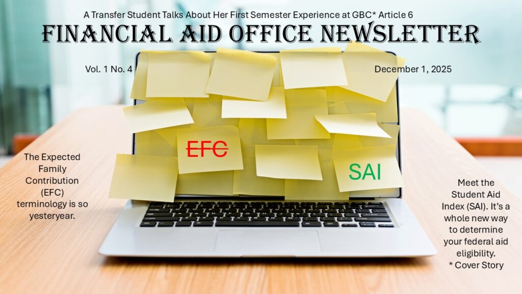 Financial Aid Office Newsletter December 2025 Cover photo. 