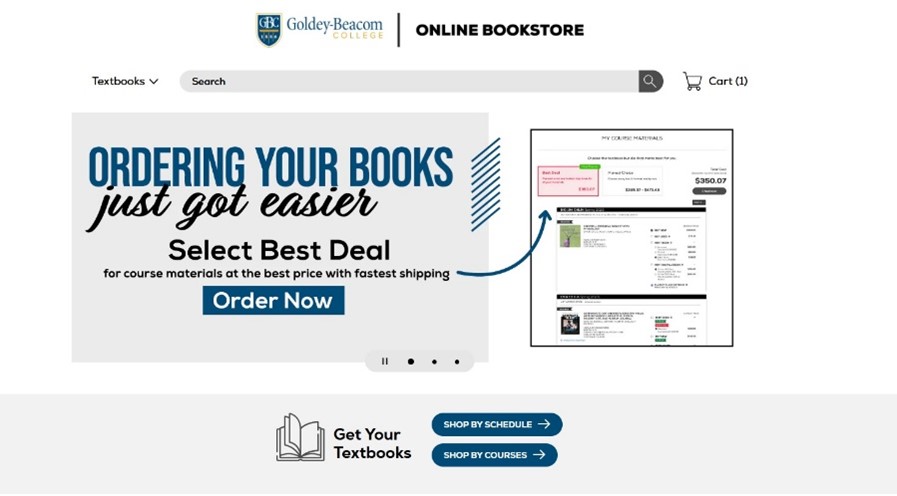 A screenshot of the GBC Online Bookstore website. 