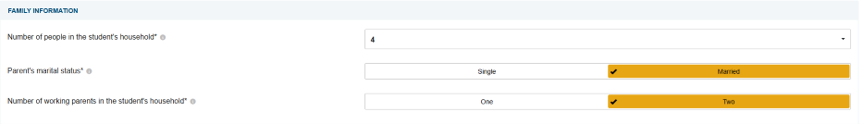 Step 3: Input family information data. This information is used to calculate your federal student aid eligibility.