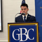GBC student, Cesar Aguilar, speaks at the annual Veterans' Appreciation Luncheon.